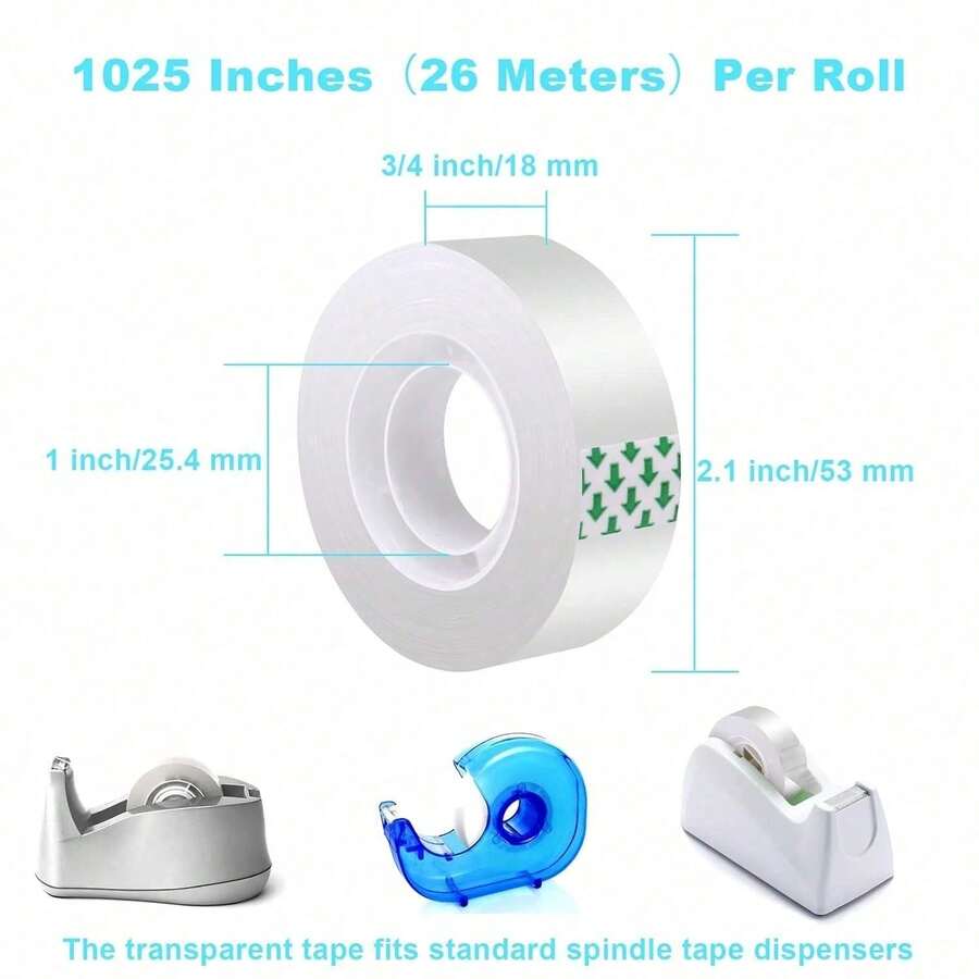 12/6 Rolls Transparent Stationery Tape, Small Floral Pattern. This Is An Office And Student Stationery Tape, Suitable For Office And School Use. - Default - View 1