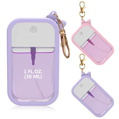 1个硅胶免洗洗手液喷雾保护套，便携式钥匙扣硅胶保护套，适用于1盎司/30毫升装洗手液。