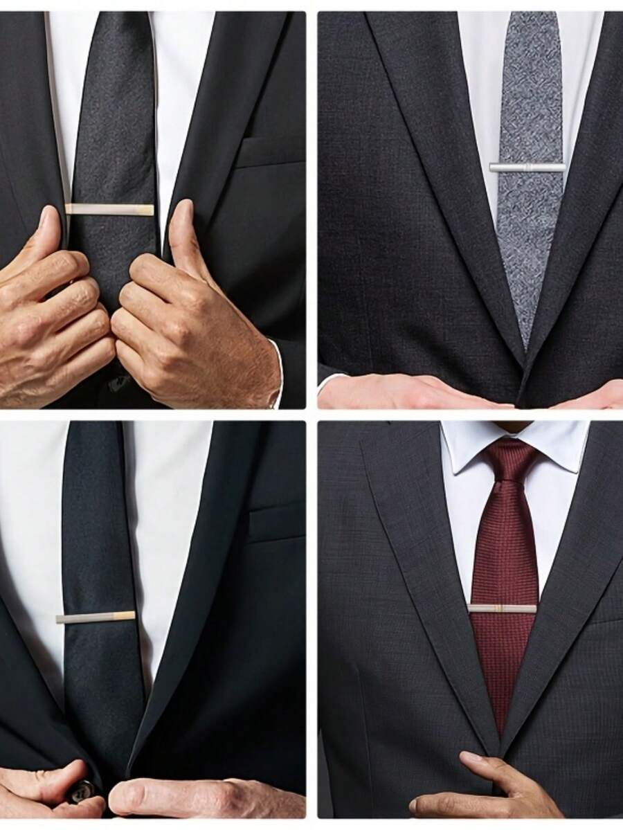 Bộ quà tặng 1 chiếc/4 chiếc kẹp cà vạt vàng dành cho nam giới, kiểu dáng tối giản sang trọng, thích hợp làm quà tặng Ngày của Cha và sử dụng hàng ngày. - Hộp quà tặng - Xem 1