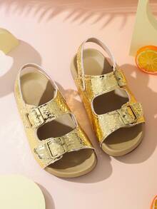 1 Pair PU Toddler Boys/Girls New 3D Textured Beach Sandals, Non-Slip, Fashion Casual Classic, Suitable For Summer - Rose Gold - View 7