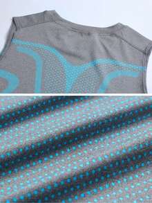 2Pcs Men's Compression Set Graphic Tank Top & Shorts Gym Gear - Grey - View 6