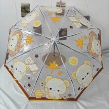 1 guarda-chuva transparente impermeável com estampa de animais em PVC, totalmente automático, ideal para estudantes universitários e como presente de aniversário. - gatinho - Ver 14