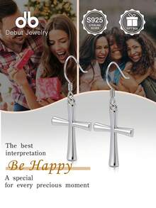 S925 Sterling Silver Simple Cross Earrings, Minimalist Christian Jewelry, Unisex Daily Wear, Mother's Day Gift, Gift Box - Cross Earrings - View 10