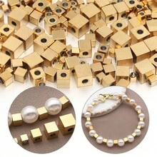 50 hạt vuông bằng thép không gỉ 2-6mm, hạt đệm hình khối để tự làm vòng tay, dây chuyền và trang sức. - quảng trường - Xem 10