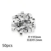 50 hạt vuông bằng thép không gỉ 2-6mm, hạt đệm hình khối để tự làm vòng tay, dây chuyền và trang sức. - quảng trường - Xem 19