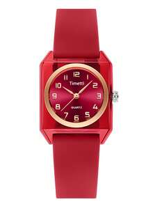 1pc Women's Silicone Strap Square Fashionable Minimalist Affordable Wristwatch, Suitable For Daily Wear - one-size - View 20