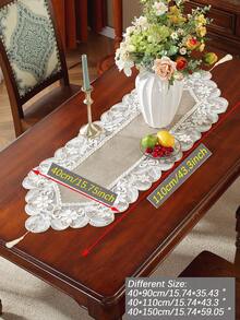 ABEST6522 Home&Living store 1 件 100% 涤纶面料精致 3D 刺绣蕾丝花边家居装饰、橱柜围巾、厨房餐桌旗、餐垫、室内外节日装饰、野餐、派对、婚礼系列桌旗 - 駝色 - 查看 16