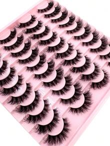 HBZGTLAD 20 Pairs Assorted Styles Fluffy Thick False Eyelashes, Natural Looking Cat Eye, Wispy, Fanned Out Lashes, Reusable For Daily Wear And Lash Practice - Black - View 4