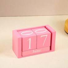 1pc Minimalist Pink & White Wooden Calendar, Desktop Decorative Crafts High-End Home Decoration Back To School,Back To School,School Supplies - 1pc/pink - View 16