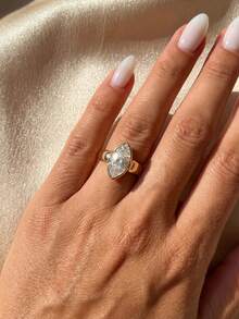 1 chiếc nhẫn Zirconia hình mắt ngựa thanh lịch và tinh tế, bạc sterling 925, độc đáo và sang trọng, thích hợp cho phụ nữ đeo trong các bữa tiệc và dạ hội, cũng là món quà kỷ niệm dành cho bạn gái. - nhẫn marquise đánh bóng - Xem 4