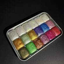 36 Colors Laser Holographic Solid Watercolor Paints, Sparkling Rhinestone Dye For Painting, Nail Art, Tie-Dye, Pearlescent - Sets - View 6