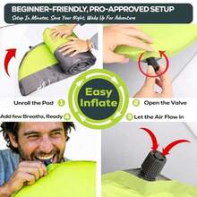 Gear Doctors Colchoneta de Dormir autoinflable para Acampar 4.3 R aislada de 1.5 Pulgadas imprescindible con Espuma Inflable colchón de Aire autoinflable para Acampar Cuna Tienda de campaña - Autoinflable - Ver 4