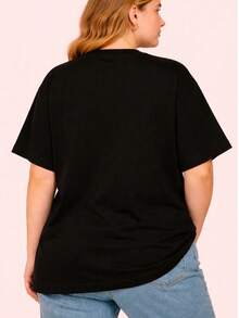 Oversized Women's Plus Printed Make It Rain T-Shirt - 黑色 - 查看 2