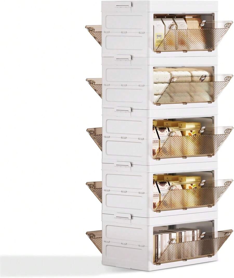 5-Tier Stackable Plastic Storage Bins - 23QT Stackable Storage Bins - Closet Organization And Storage, Suitable For Bedroom, Organization And Storage Boxes For Study, Toy Room, Office - Trắng 1 - Xem 1