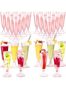 20/10 piezas Copas de champán reutilizables de 150ml, adecuadas para fiestas, reuniones, bebidas frías, cumpleaños, San Valentín, bodas y eventos grandes - multicolor - Ver 7