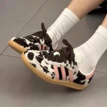 Adidas 三葉草男女SAMBA OG運動T頭鞋休閒板鞋 - 白色/棕色/粉紅色 - 查看 8