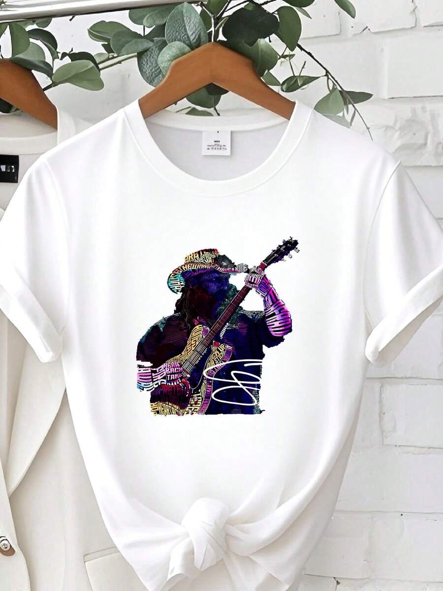 T-shirt femme imprimé Hot Chris Stapleton, chemise de musique country, taille S-4XL, T-shirt A363 - Blanc - Voir 1