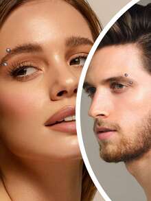 16 piezas Conjunto de joyas de piercing de ceja delicado y estético con encantos de circonita para uso diario y regalo de vacaciones para mujeres - Estilo B - Ver 3