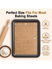 100 piezas de papel de hornear antiadherente - 9x13 pulgadas, papel de hornear sin blanquear, apto para hornear, asar, freidora de aire y cocción al vapor, excelente para galletas, pan, pasteles y talla grande - Ver 4