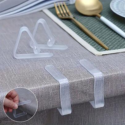 24er-Pack Klare Plastik Tischdeckenklammern - Unsichtbare rutschfeste Griffe, ohne Bohren, transparente Tischröckchenhalter für sicheren Sitz, ideal für Zuhause, Partys, Innen- und Außenbereich