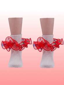 1 Pair Kids/Girl's Ruffle Trim Princess Dancer Ballet Short Socks, Infant/Toddler/Youth - Multicolor - View 8