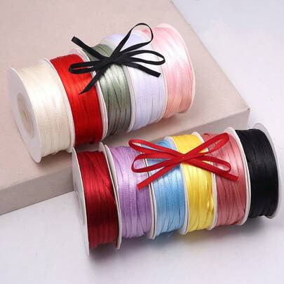 Ruy băng satin polyester hai mặt 3mm, dài 50 yard/cuộn, nhiều màu sắc, thích hợp để tự làm mũ, nơ, trang trí quần áo, gói quà, quà tặng Ngày của Mẹ, Ngày Valentine, đám cưới, bánh kem, bó hoa, trang trí tiệc.