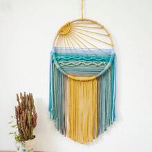 1 buc Macrame Tapiserie de perete, Peisaj creativ cu soare și plajă, Tapiserie țesută manual cu răsărit și apus de soare - Așa cum se arată în imagine - Vizualizare 7