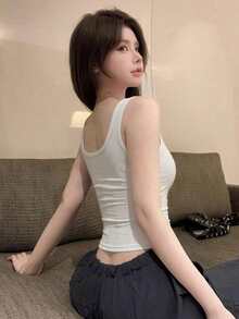 Women's Sexy High-End Camisole With Chest Pads, Suitable For Summer Wear - White - View 5