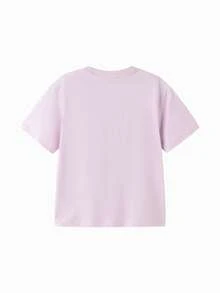Balabala Toddler Tween Girl Summer Short Sleeve T-Shirt, Boys Girls Pure Cotton Graphic Print Top, Comfy New Casual Wear - Pink Purple - View 5