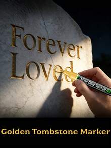 Gold Tombstone Marker | Waterproof, Quick-Drying Oil-Based Fine Tip Marker To Restore Faded Inscriptions On Tombstones And Granite Surfaces, Suitable For Cemetery Maintenance And Marble/Tile Color Restoration - Waterproof and High Temperature Resistant Models - View 7