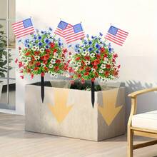 20-Inch Artificial Daisy Tree - Durable Plastic Construction, No Watering Required, All-Season Decor Suitable For Garden, Entryway Or Indoor, Great For Independence Day, Memorial Day And More, Gardening Decor | Artificial Plants - Multicolor - View 5