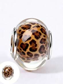 30/50/100 piezas Colgante de cobre chapado en plata con estampado de leopardo navideño, adecuado para pulseras, colgante de corona floral 3D de colores, colgante de cuentas DIY, regalo de joyería para mujeres, pulsera no incluida - Multicolor - Ver 2