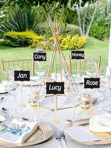 1/10pcs Mini Wooden Chalkboard Signs With Stands, Party Buffet Food Labels, Rectangular Blackboards, Wedding Venue Cards, Birthday Party Decor. Mini Rectangular Chalkboard Signs With Stands, Wooden Small Chalkboard Tags, Suitable For Weddings, Birthday Parties, Table Numbers, Food Labels And Special Event Decorations. - Multicolor - View 3