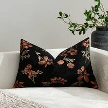1pc Black (No Insert) Floral Pattern Throw Pillow Cover, Modern Fashion Luxury Comfortable Soft Jacquard Cushion Case, Suitable For Daily Home, Sofa, Bed, Bedroom, Living Room, Cafe, Exhibition Hall, Decorative Pillow Cover, Daily Holiday Party Decoration, Spring Summer Autumn Winter, All Season - Black - View 6
