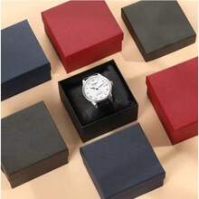 1 pezzo Scatola portaorologio in cartone con cuscinetto, scatola di cartone quadrata per conservare orologi, scatola regalo in carta per gioielli, bracciali, adatta per Natale, compleanni, San Valentino - Multicolore - Visualizzare 8