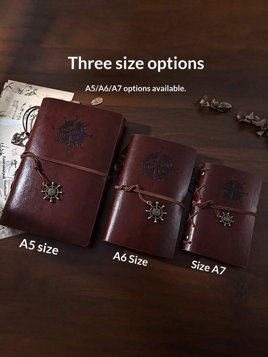 6 Colors Available A5/A6/A7 Kraft Paper Loose-Leaf Notebook With Metal Binder Rings, Refillable Inner Pages, Minimalist Journal For Students And Office Use - A7 - View 1