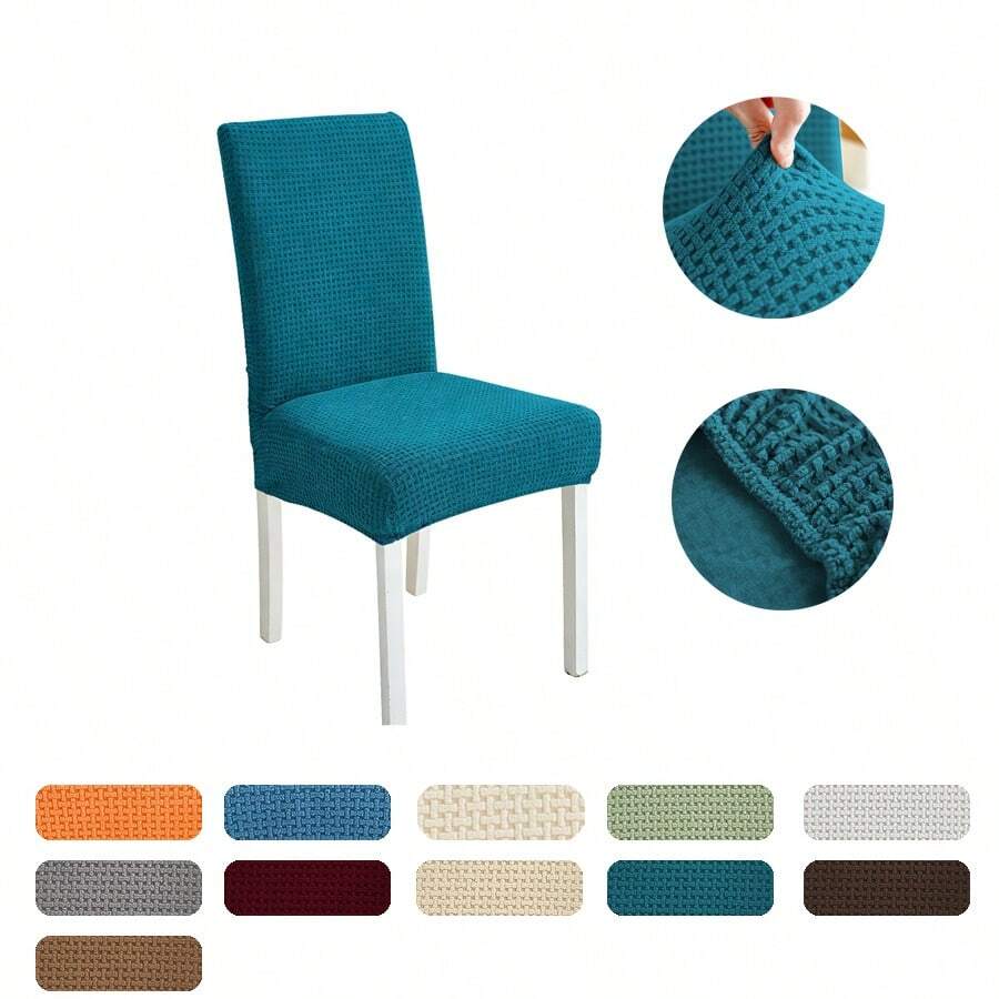 6pcs Plush Jacquard Chair Covers, High Elasticity, Easy Installation, Home Dining Chair Slipcovers, Multi-Color Options, Pet-Proof, Suitable For Various Occasions - Bluestone - View 1