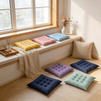 6 chiếc đệm ghế mềm mại, thoáng khí có dây buộc, hình vuông, thích hợp cho nhà bếp, văn phòng, sân vườn, ban công.