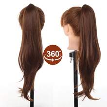 Tóc giả đuôi ngựa dài 18 inch thanh lịch dành cho nữ - Tóc giả thẳng tổng hợp, bồng bềnh và đa năng. - Dark Brown - Xem 7