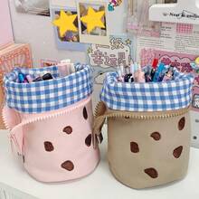 美观竖款翻盖折叠铅笔袋，可爱饼干造型笔袋，创意学生文具收纳袋，复活节礼物 - 多色 - 查看 2