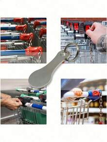 1 pieza Llavero creativo de carrito de compras de supermercado con láser, llavero de acero inoxidable con decoración de anillo de llave, accesorio de llavero con etiqueta anti-pérdida, estilo gótico Y2K lindo. Accesorio para automóvil, accesorio de cocina, carrito de compras - Multicolor - Ver 5