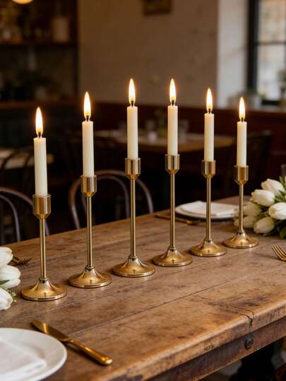 30/12/6/3 piezas Juego de portavelas dorados/negros/enchapados en oro, adecuados para velas cilíndricas y cónicas, para decoración del hogar, bodas, fiestas y aniversarios