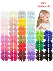 bilicaca 30入組隨機搭配的馬卡龍色彩孔雀蝴蝶結、派對髮夾、旁邊夾等兒童髮夾 - 彩色 - 查看 9