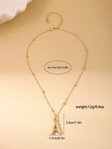 1 件简约百搭豹纹字母吊坠项链，金属 26 英文字母项链，适合女士日常佩戴、通勤、派对、优雅礼物、街头风格 - 豹紋 - 查看 11