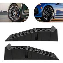 Paire de rampes de réparation automobile noires en plastique PP, antidérapantes, capacité de charge de 5 tonnes (16 000 lb), hauteur de levage de 17,5 cm, largeur de travail de 24 cm, dimensions de 90 x 28 x 22 cm par rampe, stables et durables, idéales pour les vidanges d'huile, l'entretien et les réparations de voitures, SUV et véhicules utilitaires légers. - A - Voir 3