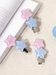 3个女孩可爱3D星星发夹，时尚百搭 - 彩色 - 查看 5