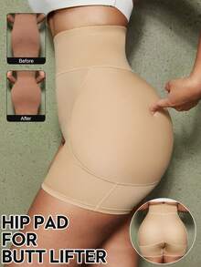 1 件女士腰部瘦身提臀高腰无缝塑身短裤 - 杏色 - 查看 3