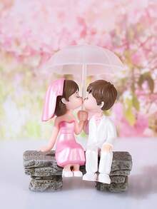 Juego de 2 piezas de paraguas con parejas besándose. Figuras coleccionables hechas de resina., Adornos de bonsái de jardín, Accesorios decorativos DIY, Decoraciones del hogar, Decoraciones de oficina, Decoraciones de la consola central del coche, Decoraciones de boda. - A - Ver 10
