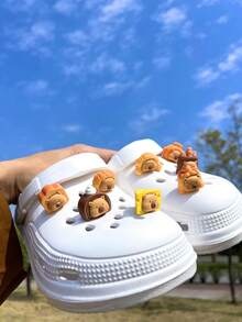 5个/10个水豚鞋饰，卡通动物鞋配件，ABS塑料沙滩装饰，可爱卡通简约时尚，百搭装饰，适用于凉鞋、休闲、派对、户外等场合 - 卡皮巴拉B - 查看 4