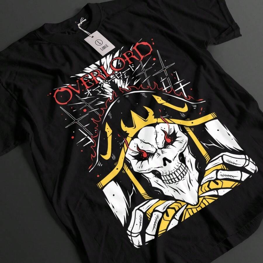 Overlord Shirt Ainz Tshirt Albedo T-Shirt Shalltear Top Demiurge Sebas Anime Tee (1) - Black - View 1